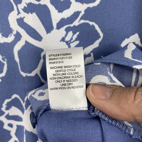 Fortune + Ivy Stitch Fix Women 2XL Top Blue Floral Boho Tie Neck Pullover NWT - Picture 6 of 10